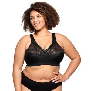 Glamorise Black Magiclift Original Full Figure Support Wirefree Bra Size 44B